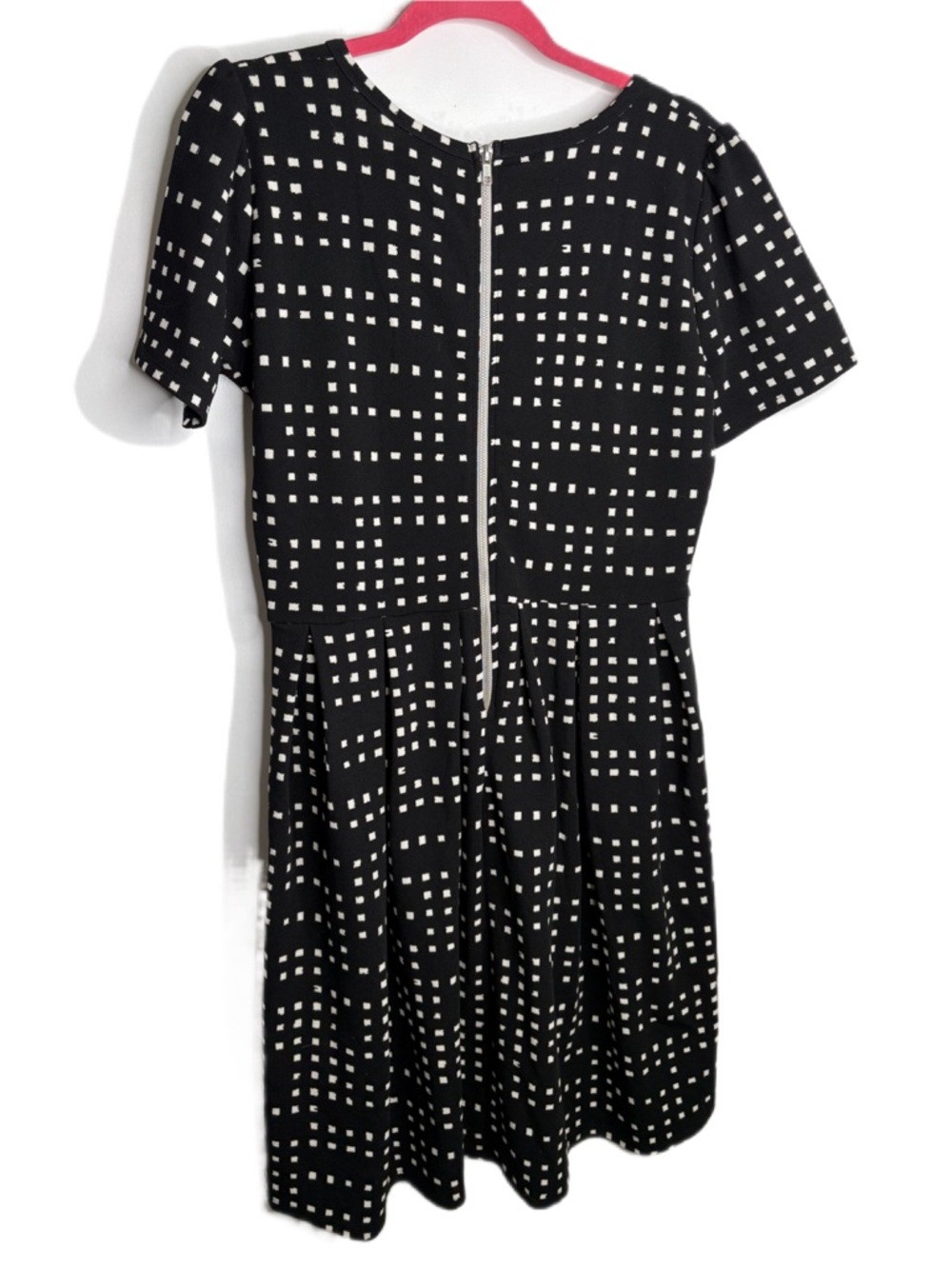 Black & White Square Pattern Short Sleeve Back Zip Dress XL Amelia - Picture 4 of 7